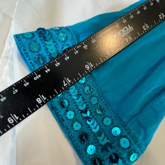 Jaclyn Smith Womens Large Teal Embellished Cotton Blouse - Picture 9 of 10